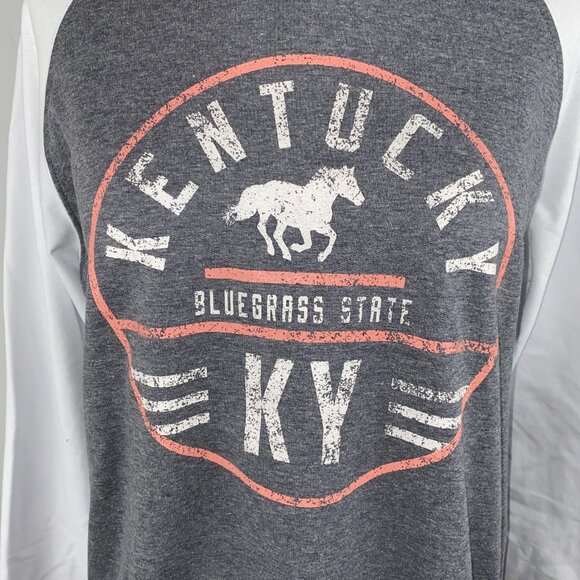 Kentucky Bluegrass State Womens Long Sleeve Sweatshirt Gray White Horse Theme S - Picture 4 of 9